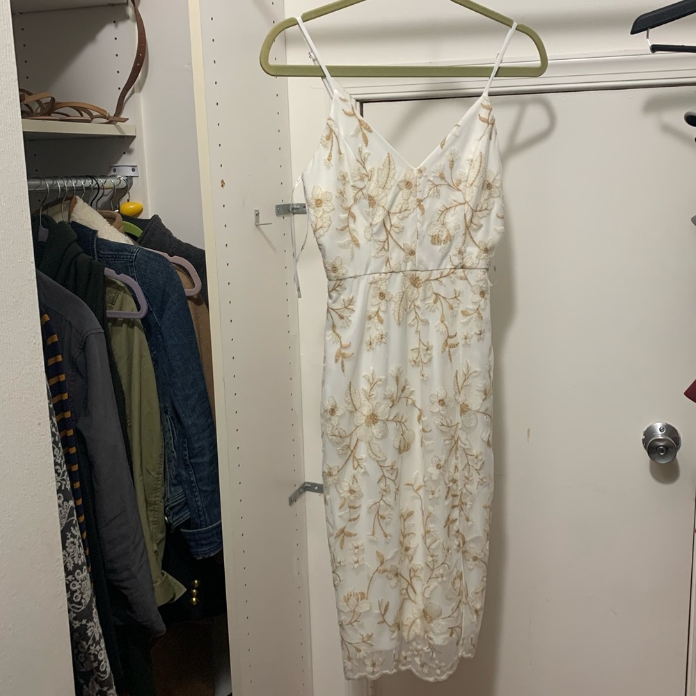 White lace midi dress